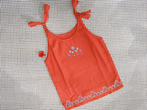 Embroidered With Tie-Up Set Of 2 Red And Green Cotton Baby Sleep Wear