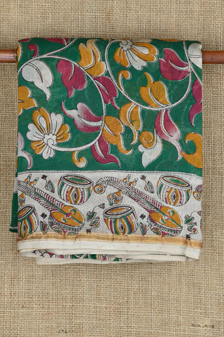 Floral Printed Green Kalamkari Cotton