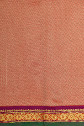 Self Jacquard Weaving Peach Orange Kalyani Cotton Saree