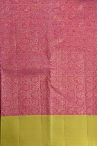 Elephant And Annam Motif Pink Kanchipuram Silk Saree