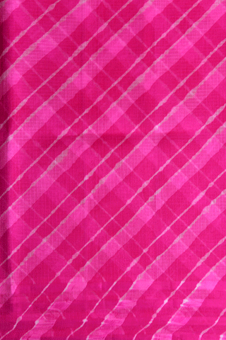 Diagonal Design Hot Pink Kota Cotton Saree