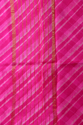 Diagonal Design Hot Pink Kota Cotton Saree