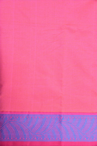Leaf Border Design Rose Pink Poly Cotton Saree