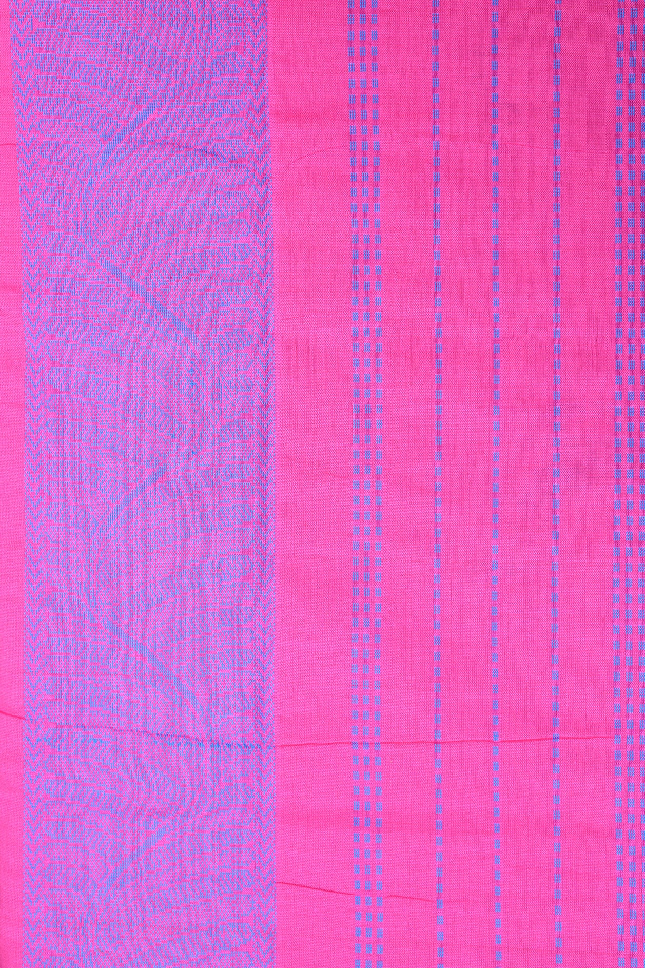 Leaf Border Design Rose Pink Poly Cotton Saree
