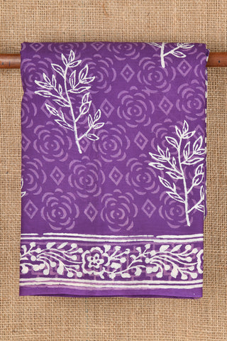 Leaf Motif Purple Jaipur Cotton Saree