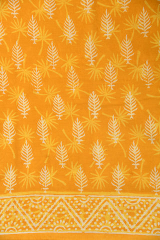 Leaf Motif Honey Yellow Jaipur Cotton Saree