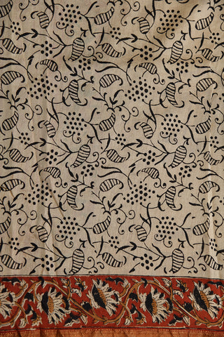 Leaf Design Black Maheswari Silk Cotton Saree