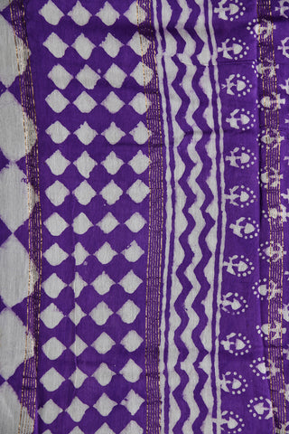 Chevron Border Design Purple Maheswari Silk Cotton