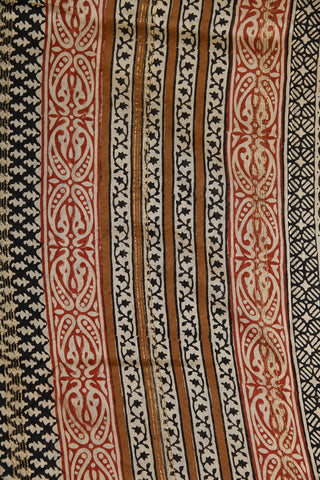 Chevron Design Black Maheswari Silk Cotton Saree