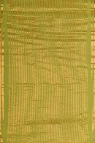 Small Zari Border Pear Green Mangalagiri Cotton Saree