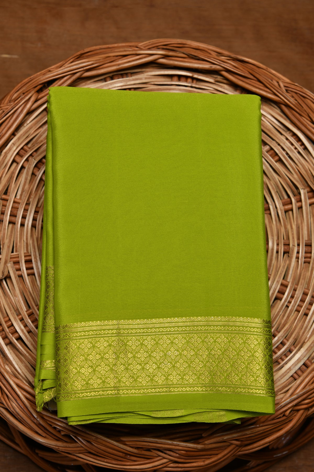 Plain Matcha Green Mysore silk Saree