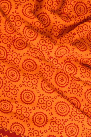 Orange Printed Cotton With Kaftans Night Wear