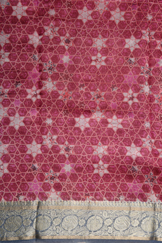 Allover Star Design Mauve Pink Organza Saree