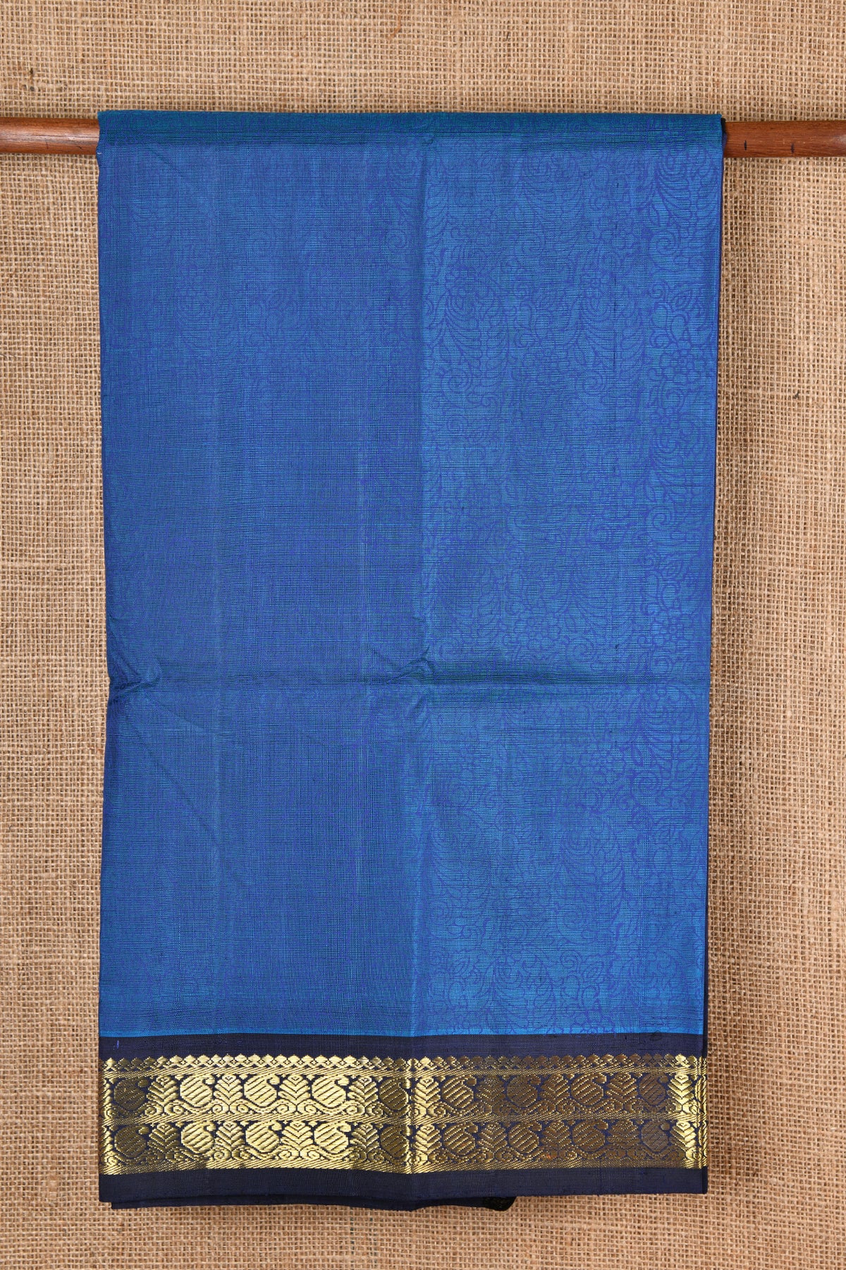 Self Design Blue Kanchipuram Printed Silk Saree