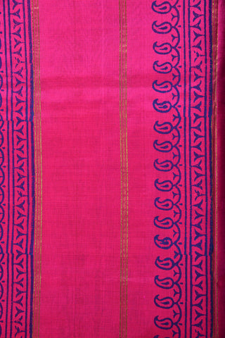 Paisley Design Blue Printed Silk Cotton Saree