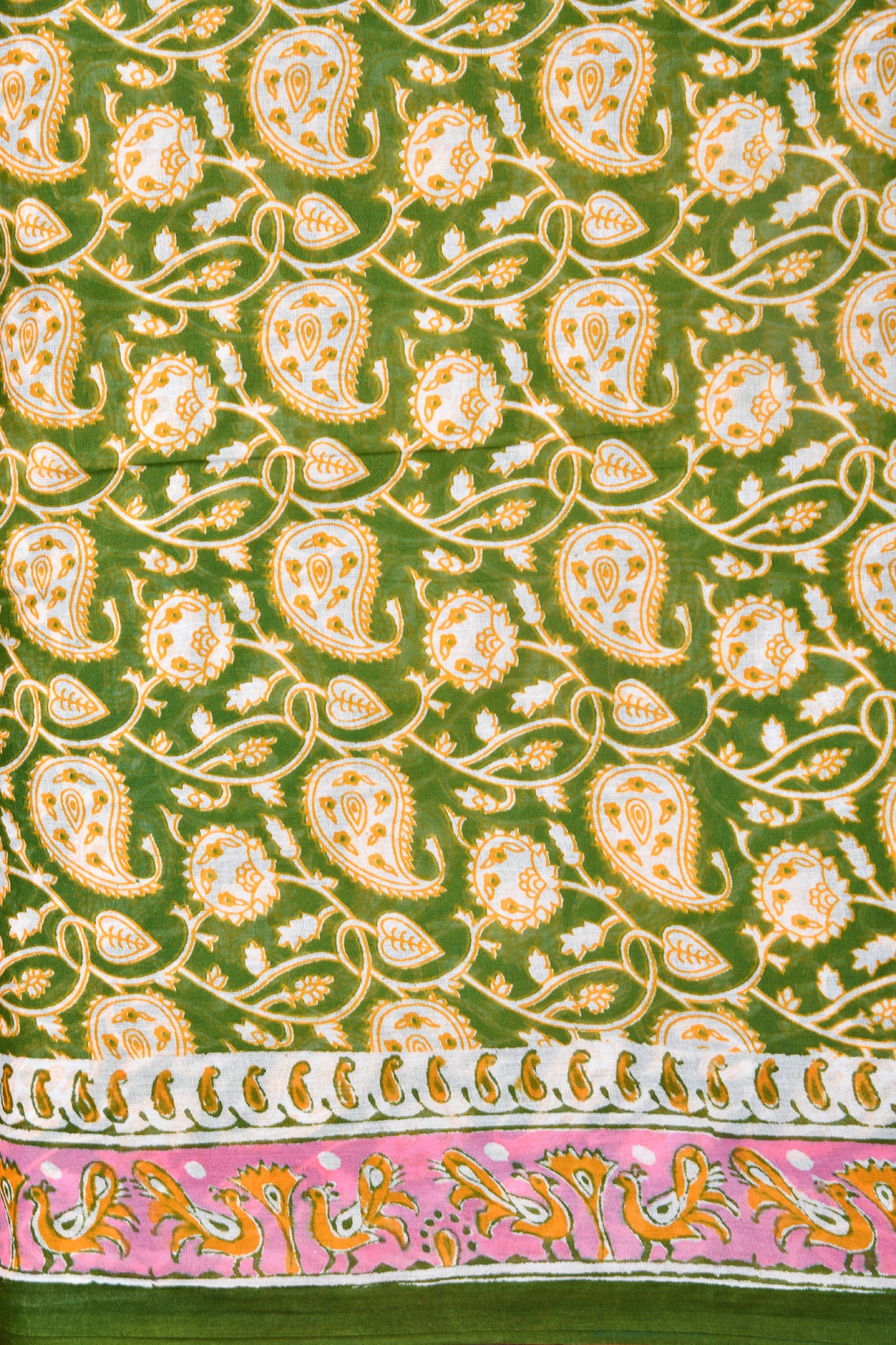 Paisley Design Green Hyderabad Cotton Saree