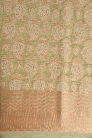 Paisley Design Green Semi Banaras Saree