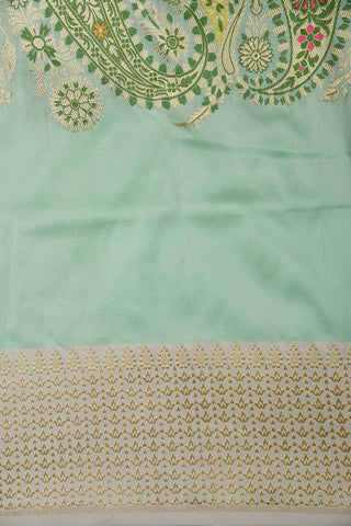 Paisley Design Soft Mint Green Banaras Silk Saree