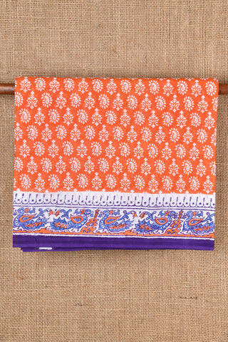 Paisley Motif Dark Orange Hyderabad Cotton Saree