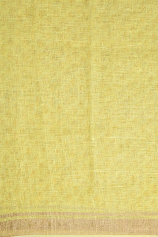 Paisley Motif Lemon Yellow Linen Saree