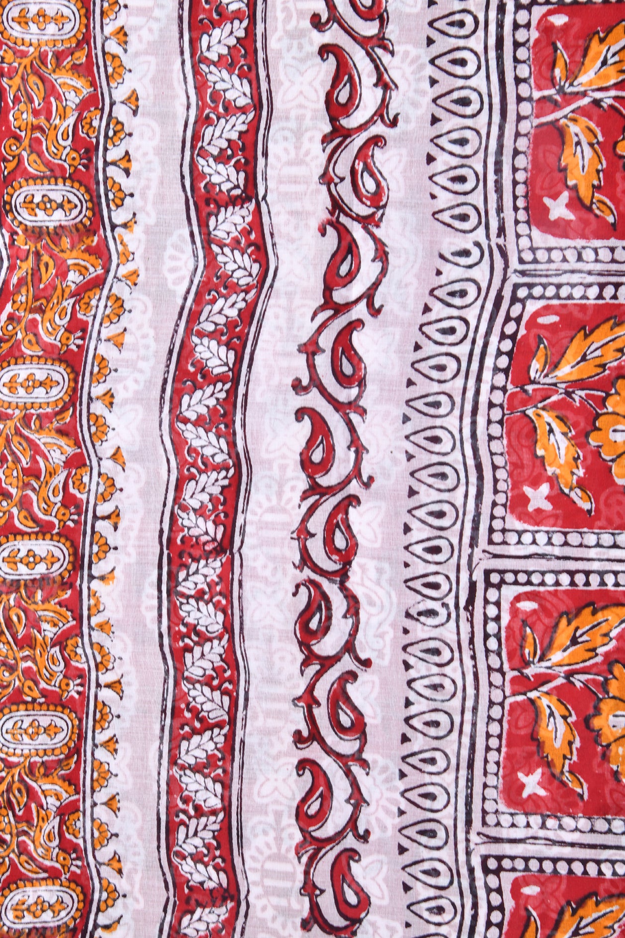 Paisley And Peacock Red Ahmedabad Cotton Saree