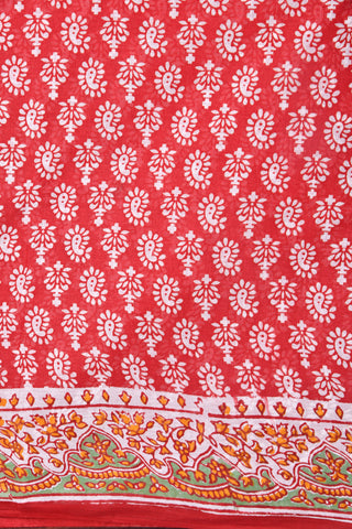 Paisley Motif Red Hyderabad Cotton Saree