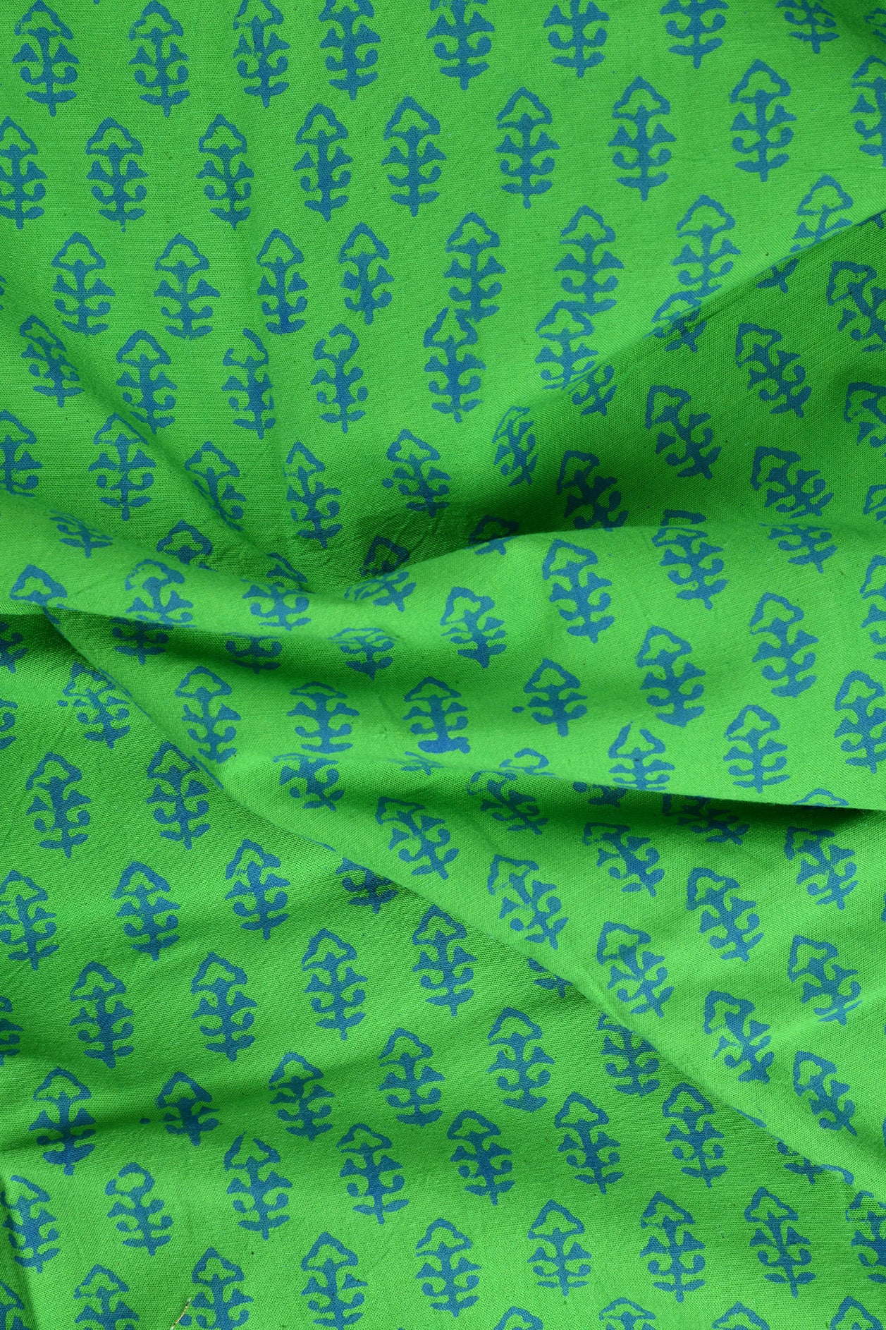 Parrot Green Printed Cotton Kaftans Night Wear