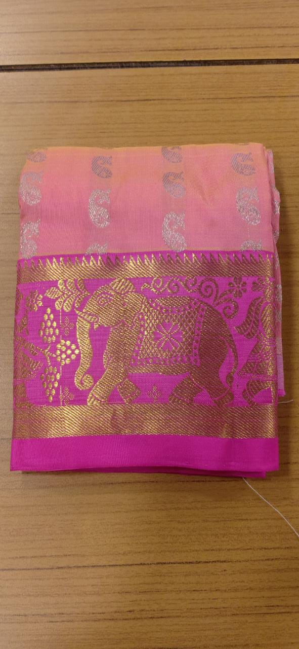 Pink Kanchipuram Silk Pavadai Sattai Material