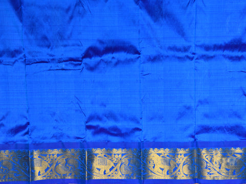 Checked Design Blue Kanchipuram Silk Pavadai Sattai Material