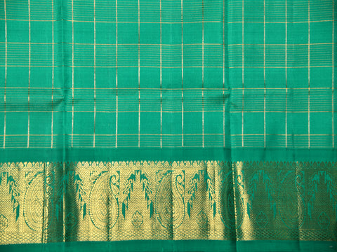 Checked Peacock Butta Magenta Kanchipuram Silk Pavadai Sattai Material