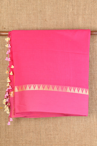 Temple Border Pink Bengal Cotton Saree