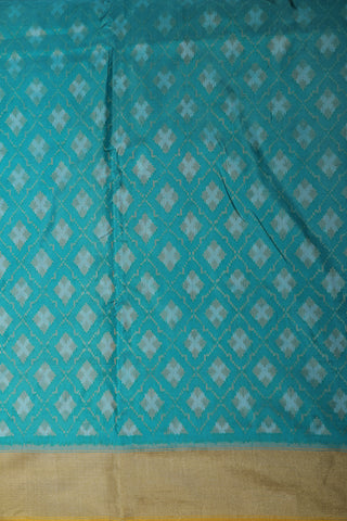 Geometric Design Turquoise Blue Pochampally Silk Saree