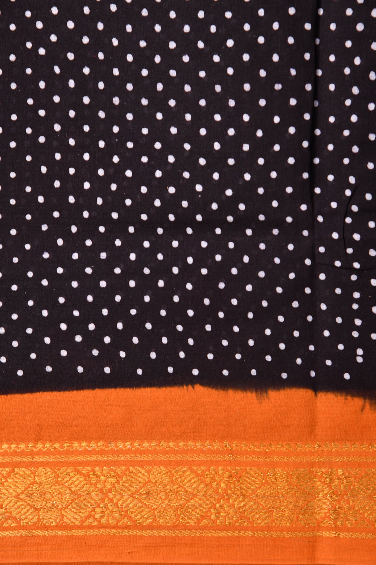 Polka Dots Black Sungudi Cotton Saree