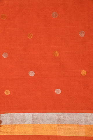 Polka Dots Reddish Orange Venkatagiri Cotton Saree