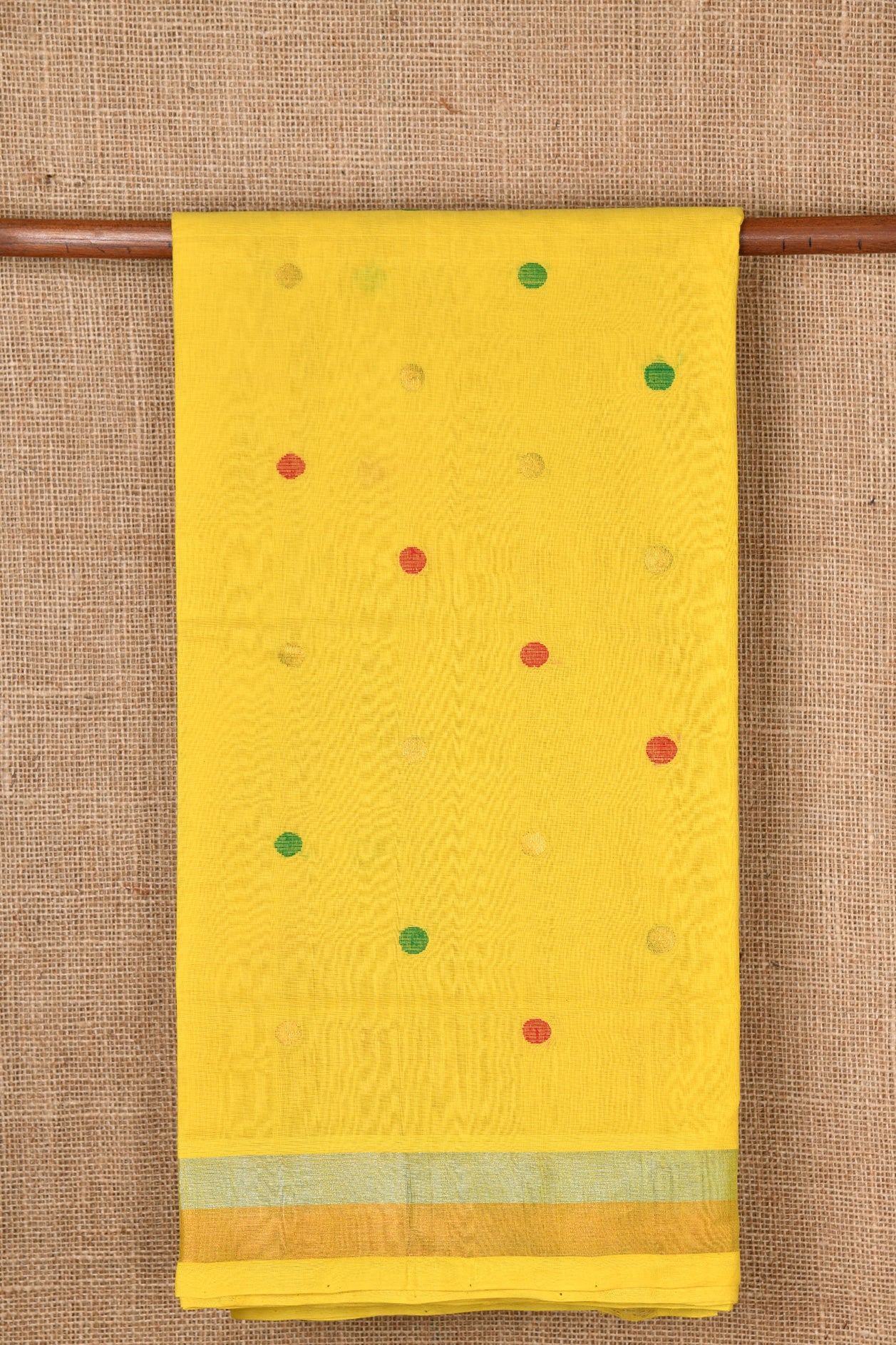 Polka Dots Yellow Venkatagiri Cotton Saree