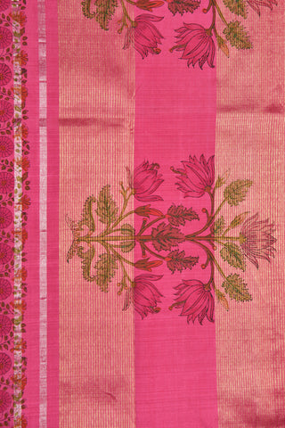 Floral Design Pink Kanchipuram Printed Silk Saree