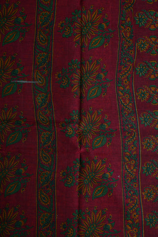 Floral Print Peacock Green Printed Cotton Saree