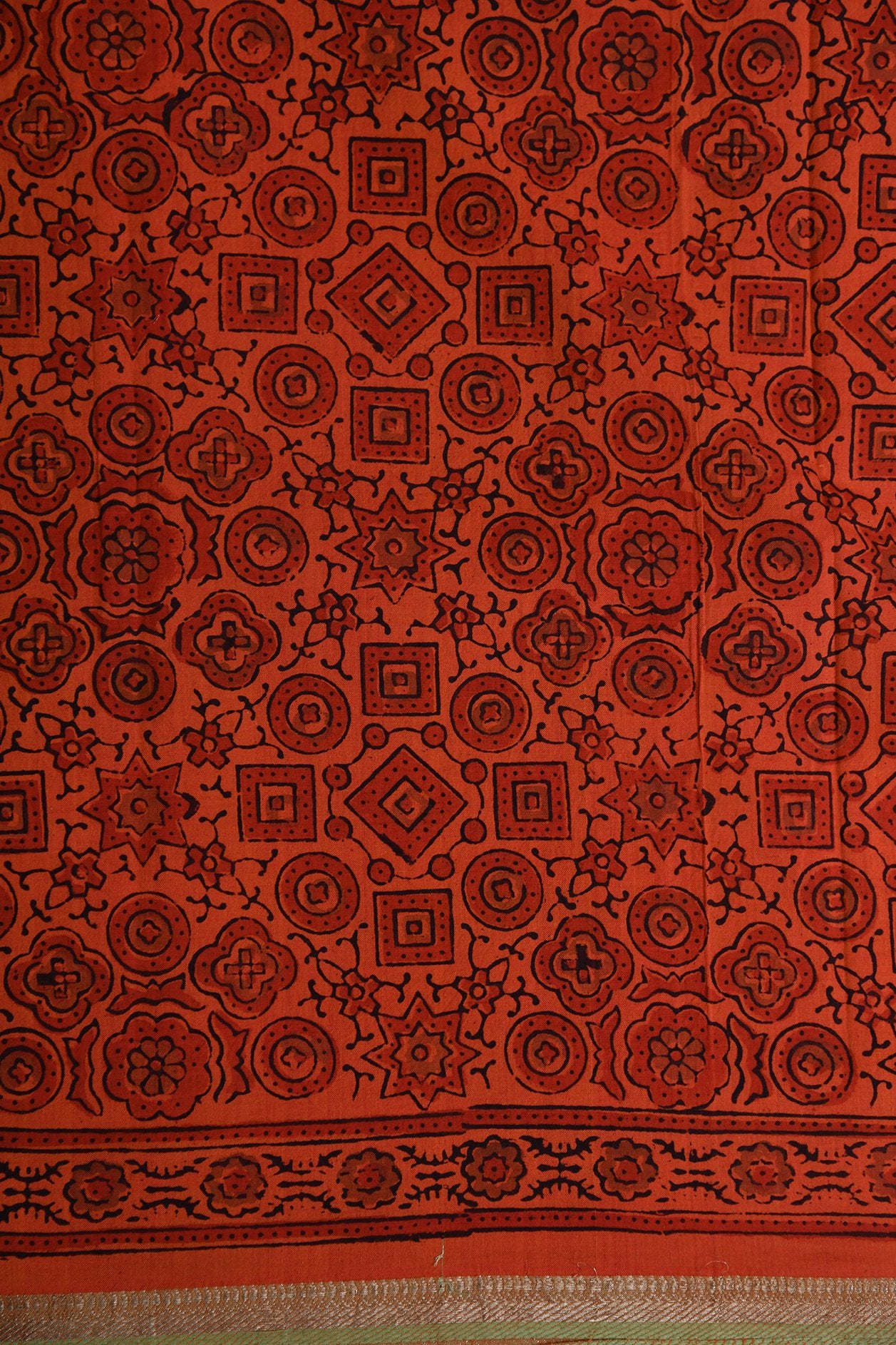 Rust Brown Printed Mangalagiri Cotton Saree