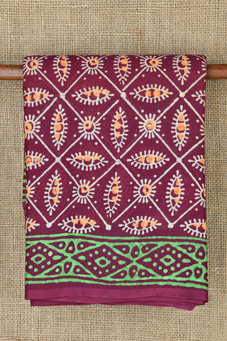 Geometric Design Print Mulberry Purple Printed Cotton Saree