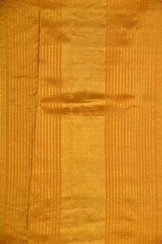 Gold Zari Lines Ochre Yellow Kanchipuram Printed Silk Saree