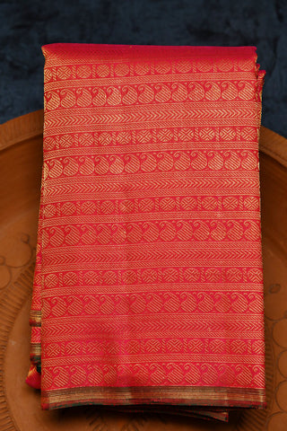 Brocade Paisley And Rudraksh Buttis Pink Kanchipuram Silk Saree