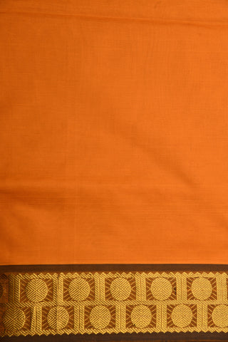Rudraksh Running Border Marigold Orange Poly Cotton Saree