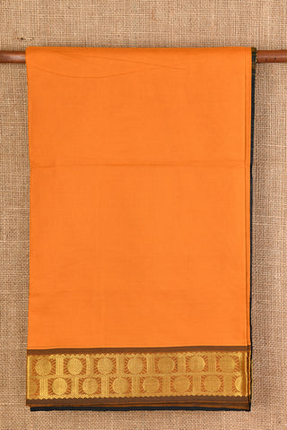 Rudraksh Running Border Marigold Orange Poly Cotton Saree