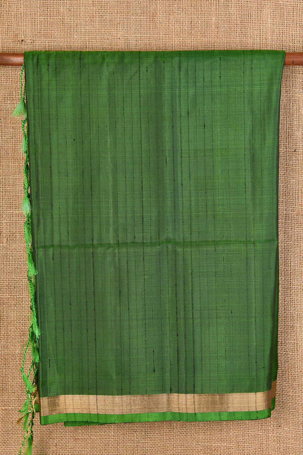 Sap Green Stripes Plain Silk Saree