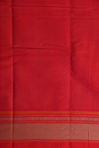 Thread Work Rudraksh Border And Small Checks Body Red Coimbatore  Cotton Saree