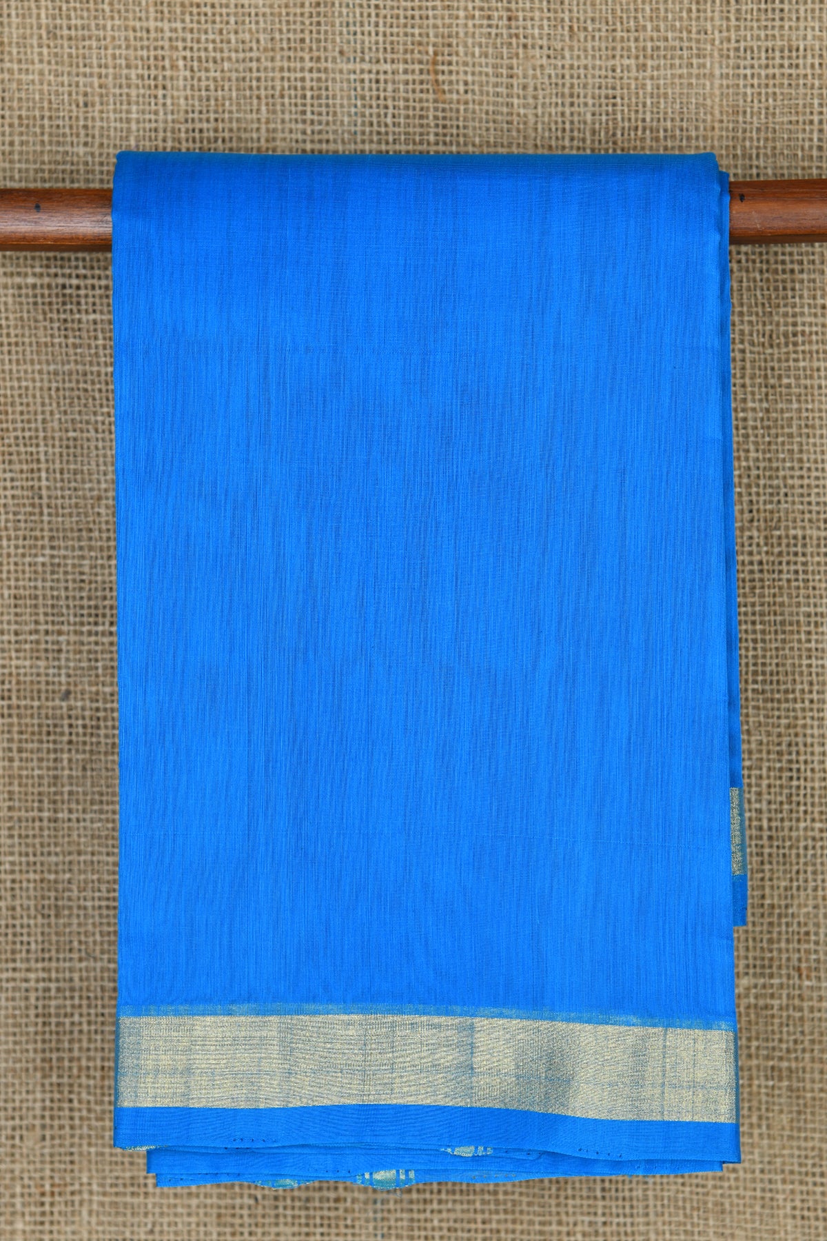 Blue Plain Kora Silk Cotton Saree