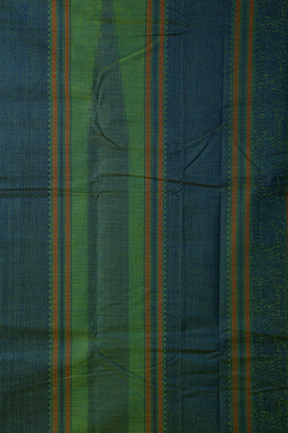 Traditional Thread Work Border With Checks Body Fern Green Coimbatore Cotton Saree