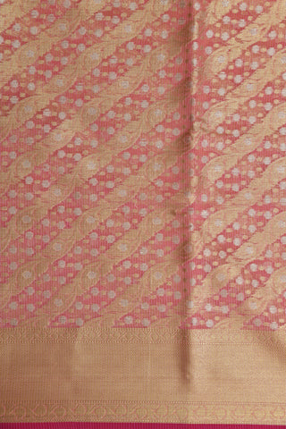 Floral Design Onion Pink Semi Banaras Saree