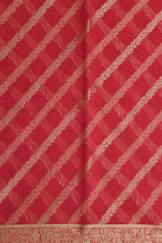 Chevron Design  Crimson Red Semi Banaras Saree