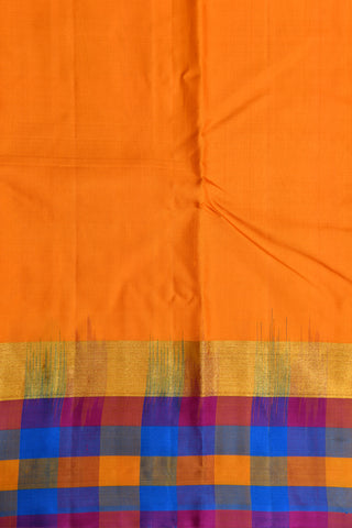 Multicolor Checks Border Yellow Kanchipuram Silk Saree